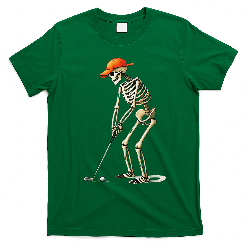 Skeleton Golf Halloween Golfer Golf Player Funny Gift T-Shirt - Irish Green