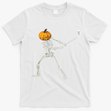 Skeleton Golf Halloween Pumpkin Golfing Golfer T-Shirt - White