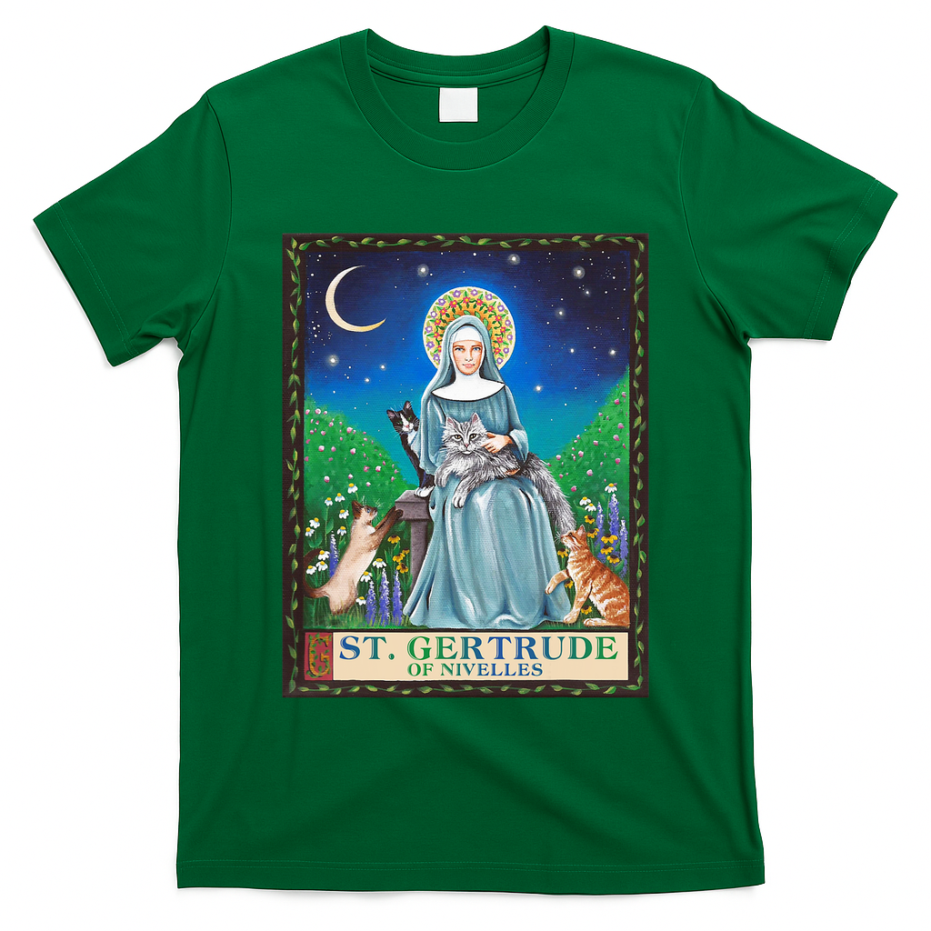 St. Gertrude Of Nivelles Patron Saint Of Cats Lovers Gifts T-Shirt