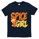 Spice Girl Pumpkin Coffee Lover Fall T-Shirt - Navy