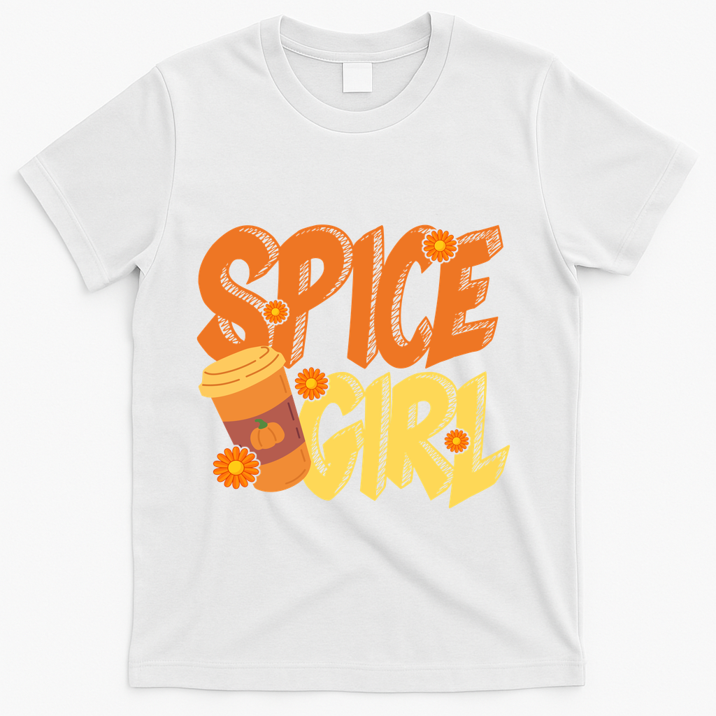 Spice Girl Pumpkin Coffee Lover Fall T-Shirt - White