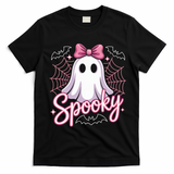 Spooky Ghost Pink Coquette Halloween Cute T-Shirt - Black