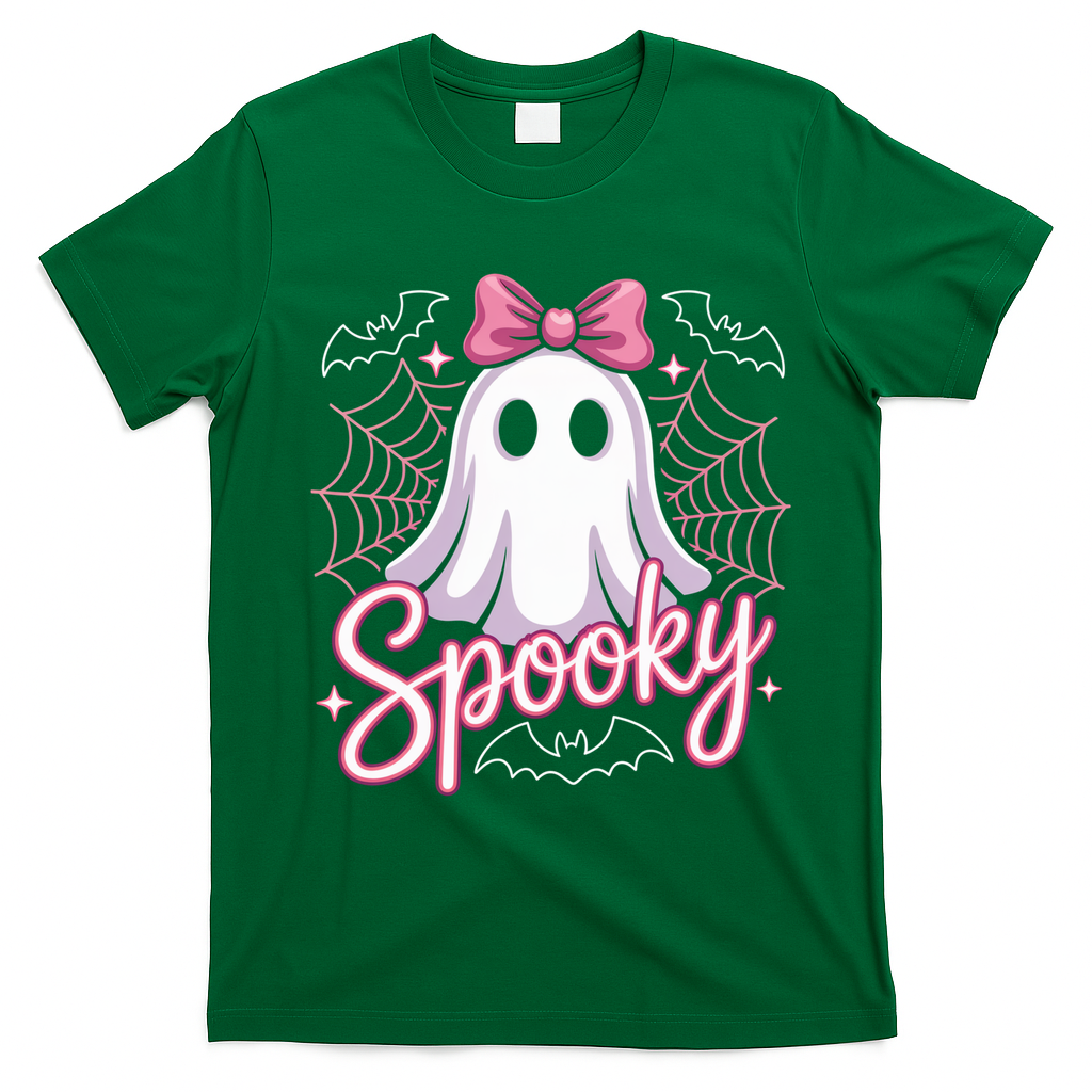 Spooky Ghost Pink Coquette Halloween Cute T-Shirt - Irish Green