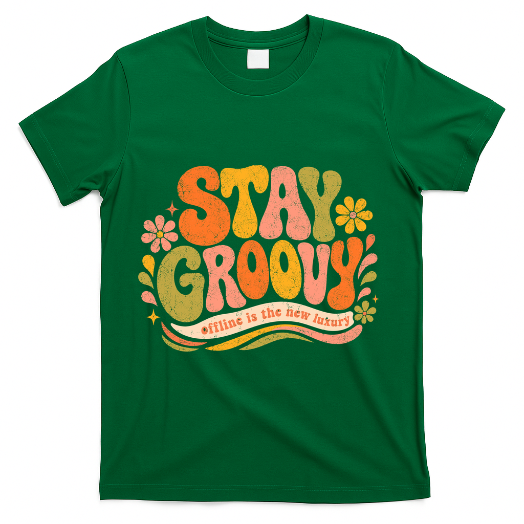 Stay Groovy Retro T-Shirt - Green
