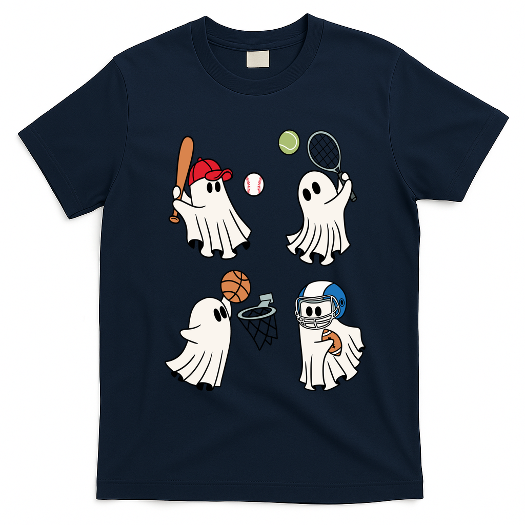 Spooky Ghost Sport Halloween T-Shirt - Navy Blue