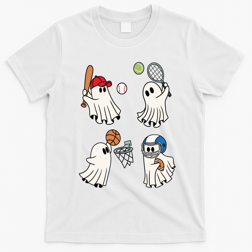 Spooky Ghost Sport Halloween T-Shirt - White