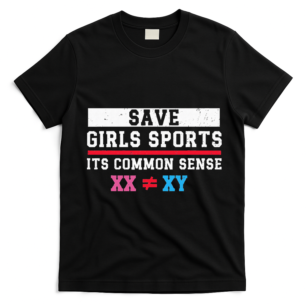 Save Girls Sports Common Sense Statement Apparel T-Shirt - Black