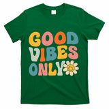 Summer Good Vibes Only Groovy Retro Beach Hawaii Vacation T-Shirt - Green