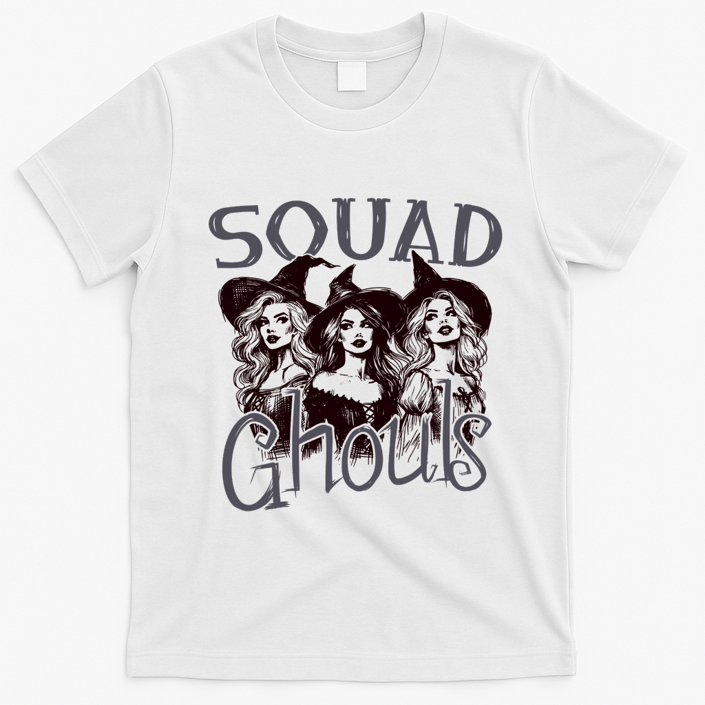 Squad Ghouls Witches Halloween Festive T-Shirt - White