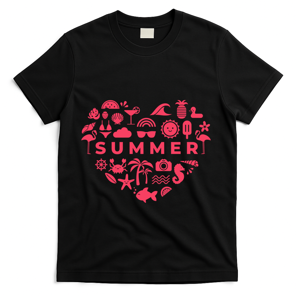 Summer Heart T-Shirt - Black