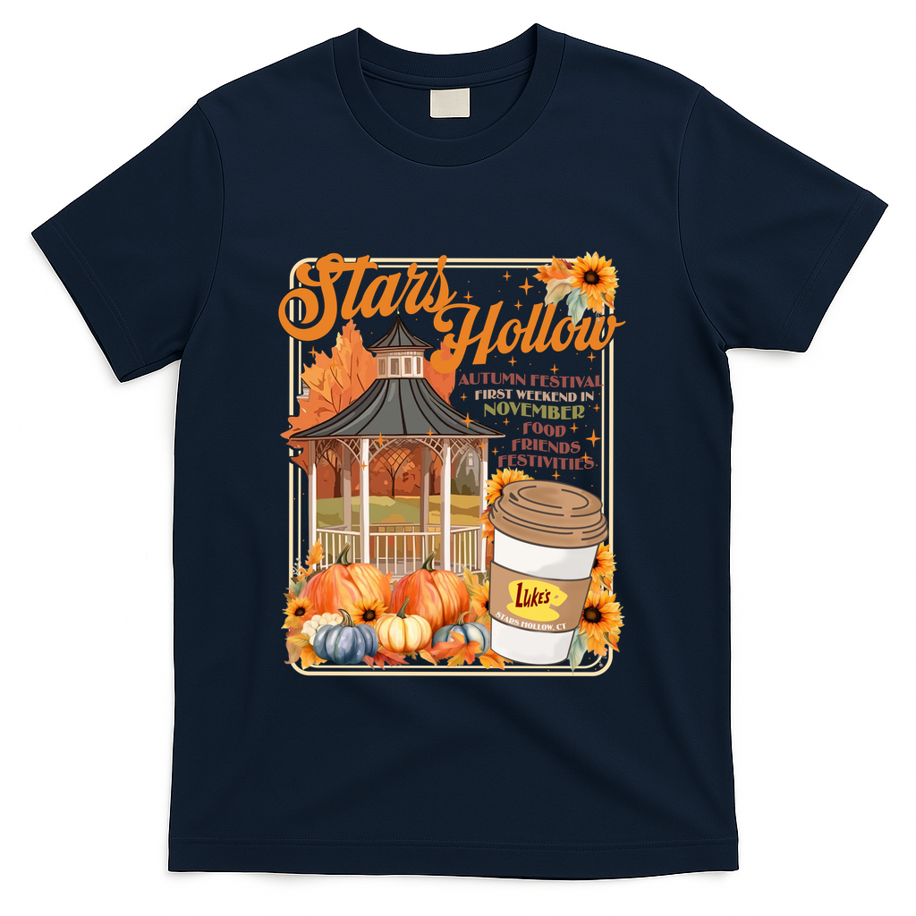 Stars Hollow Autumn Festival First Weekend On November Gilmore Fall Vibe T-Shirt - Navy