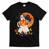 Spooky Halloween Autumn Ghost Jackolantern T-Shirt - Black