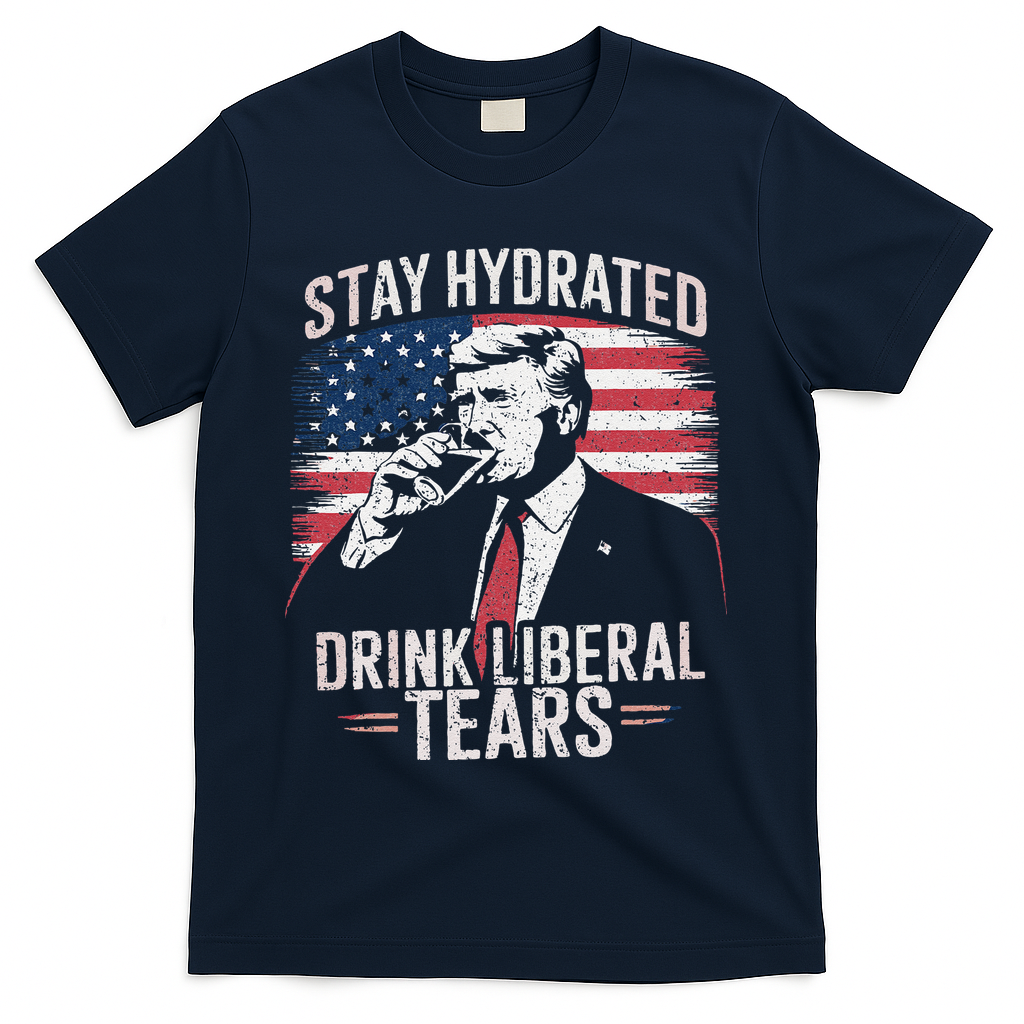 Stay Hydrated And Drink LiberalS Tears Trump 2025 T-Shirt - Navy