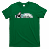 Sharks Howling At Moon Cosmic Space T-Shirt - Irish Green