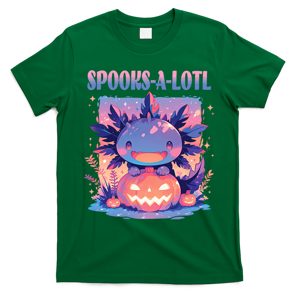 Spooks-A-Lotl Halloween Axolotl T-Shirt - Irish Green