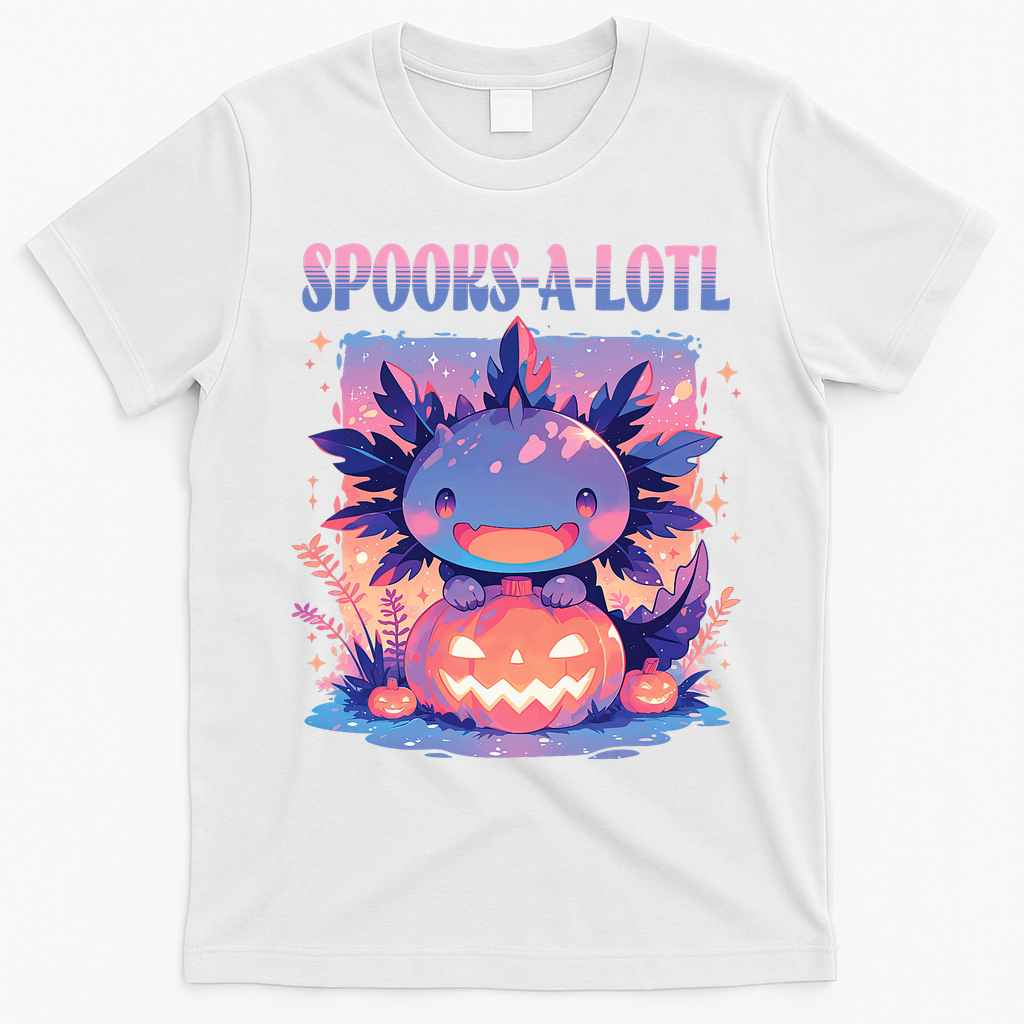Spooks-A-Lotl Halloween Axolotl T-Shirt - White