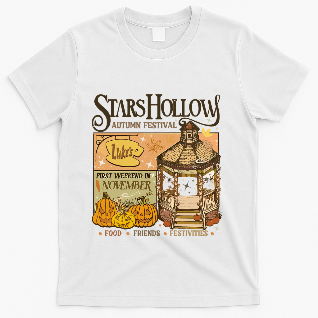 Stars Hollow Autumn Festival Food Friends Festivities T-Shirt - White