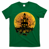 Spooky Halloween Castle Black Cats T-Shirt - Irish Green
