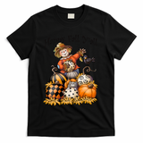 Scarecrow Happy Fall Y'all Pumpkin Thanksgiving Halloween T-Shirt - Black