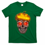Spooky Halloween Glowing Pumpkin Skull Face T-Shirt - Irish Green