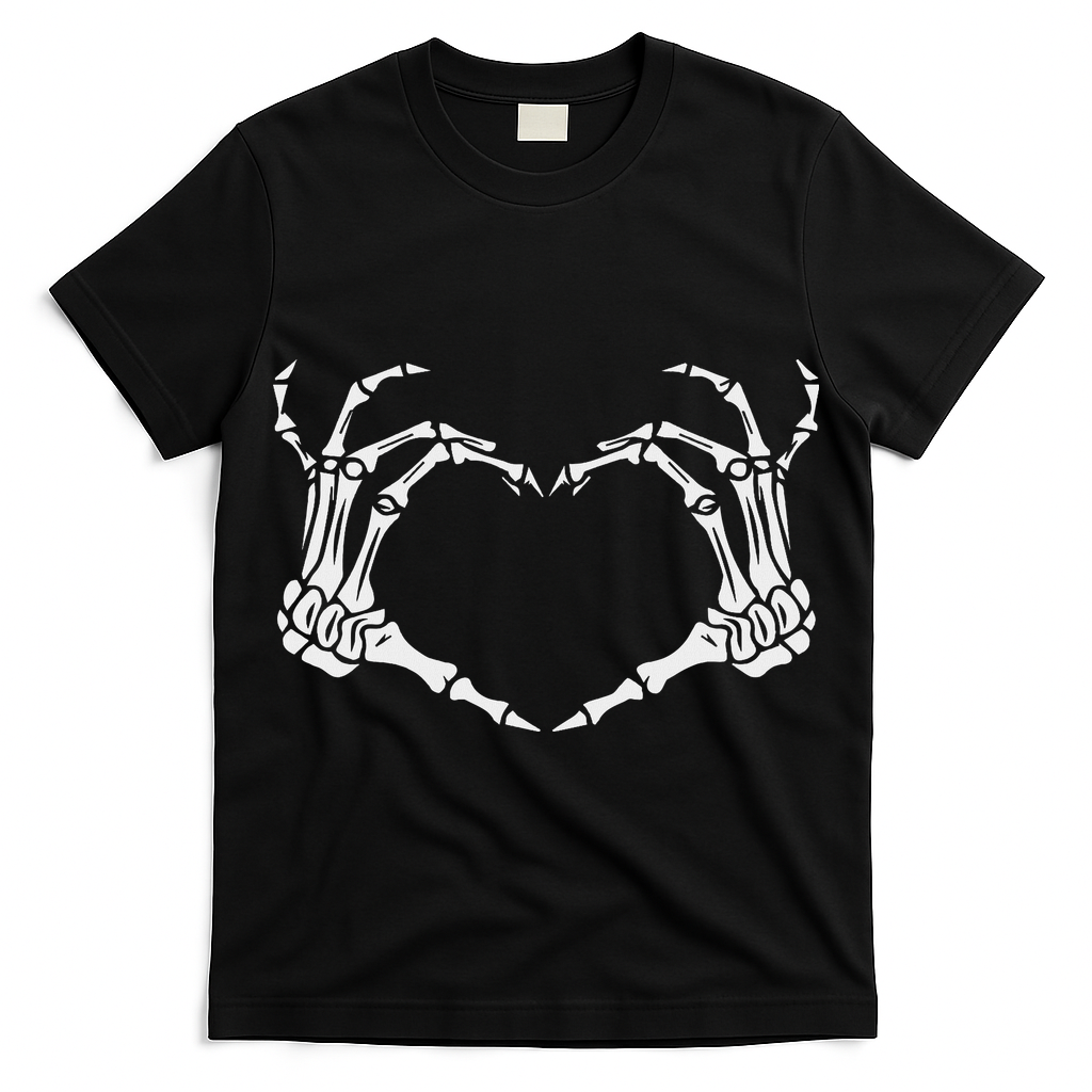 Skeleton Hand Heart Halloween Funny Bones Love T-Shirt