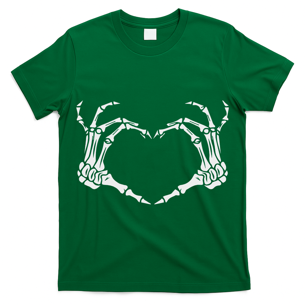 Skeleton Hand Heart Halloween Funny Bones Love T-Shirt