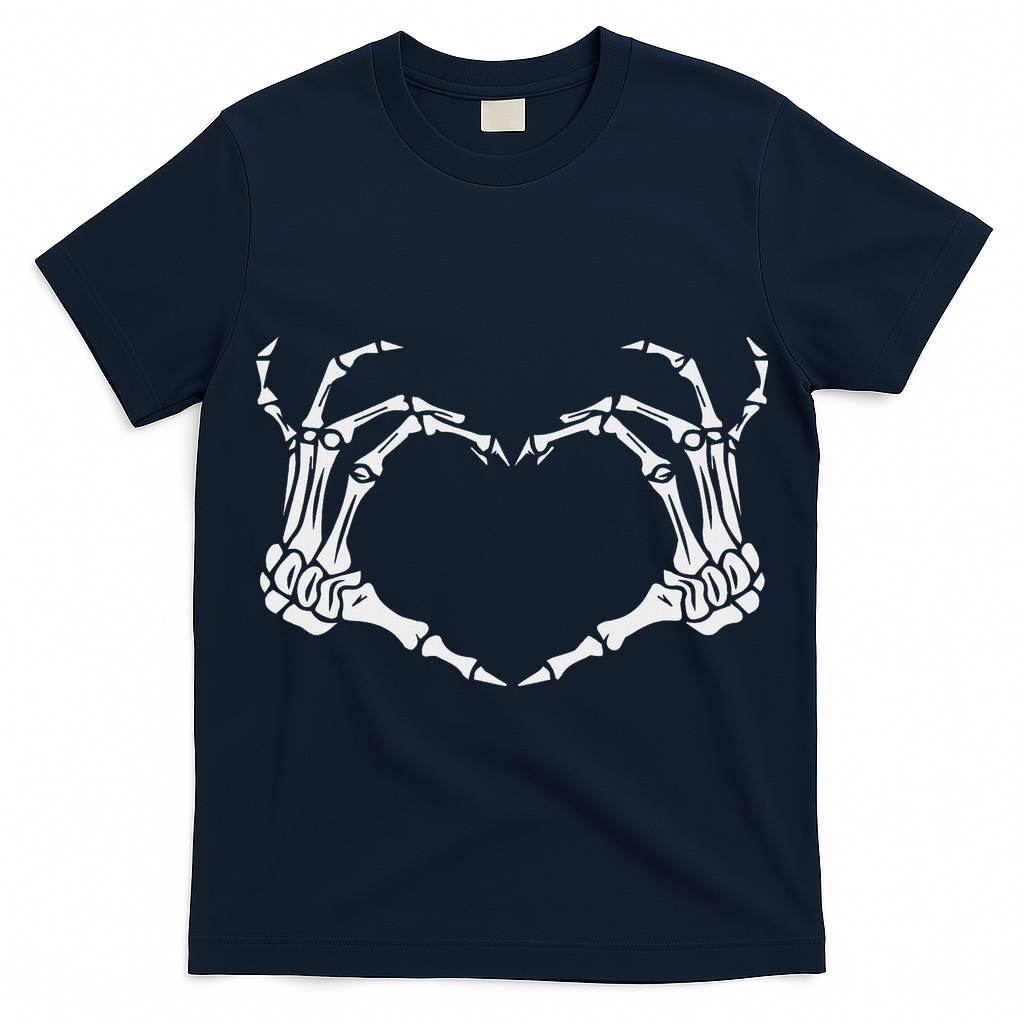 Skeleton Hand Heart Halloween Funny Bones Love T-Shirt