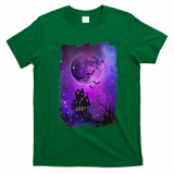 Spooky Halloween Haunted House Bats & Blood Moon Scene T-Shirt - Irish Green