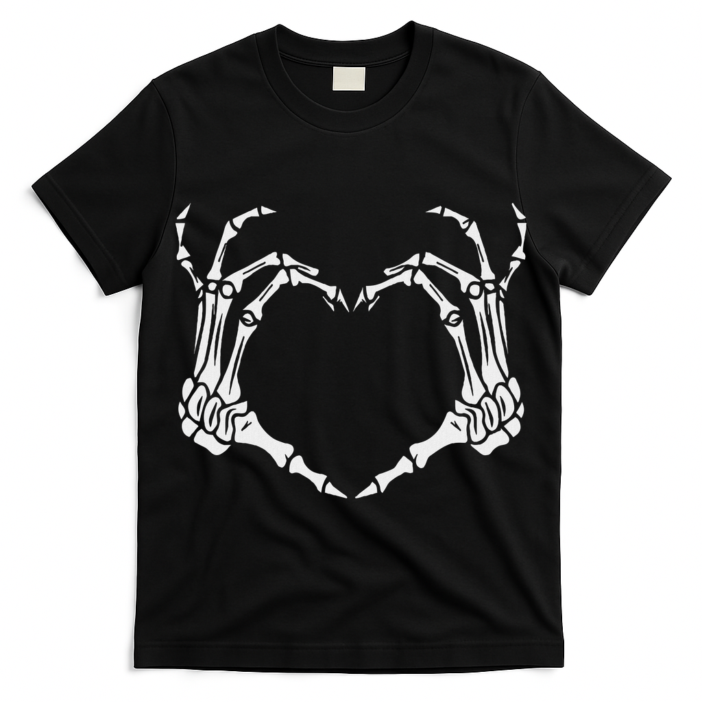 Skeleton Hand Heart Halloween Funny Bones Love T-Shirt