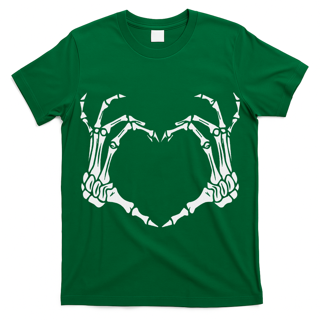 Skeleton Hand Heart Halloween Funny Bones Love T-Shirt