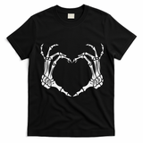 Skeleton Hand Heart Halloween Funny Bones Love T-Shirt - Black