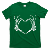 Skeleton Hand Heart Halloween Funny Bones Love T-Shirt - Irish Green