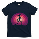 Siren Head Lazy Halloween Costume Retro Cryptid Creepy T-Shirt - Navy Blue