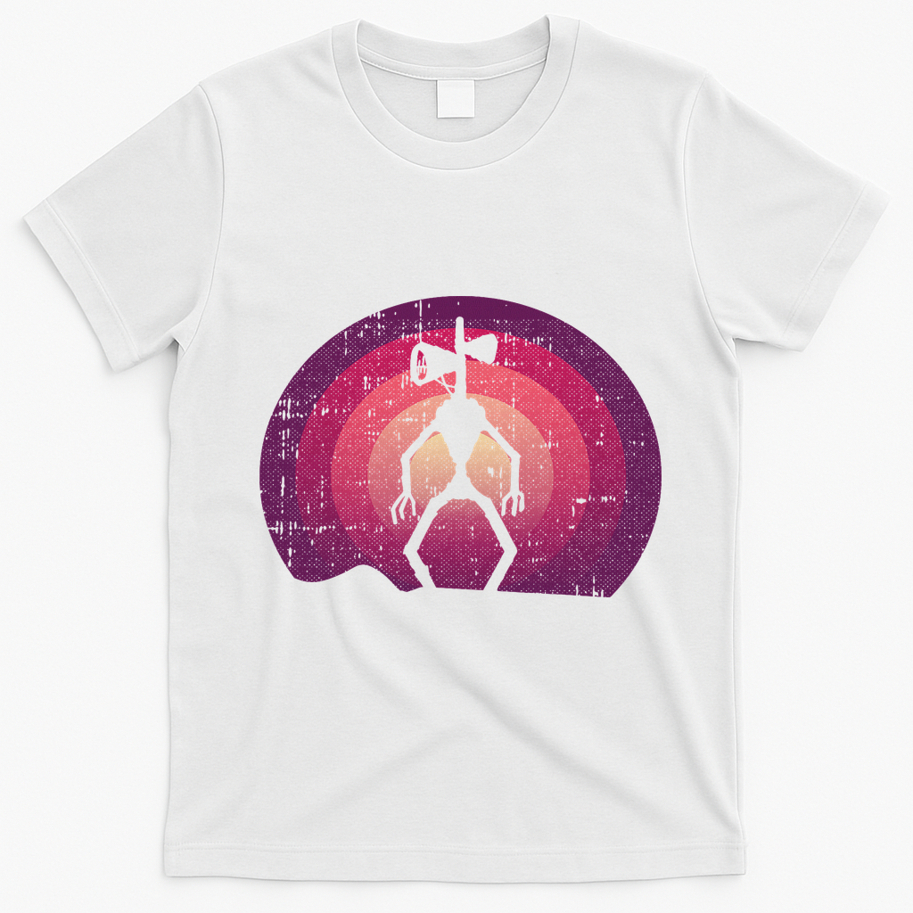 Siren Head Lazy Halloween Costume Retro Cryptid Creepy T-Shirt - White