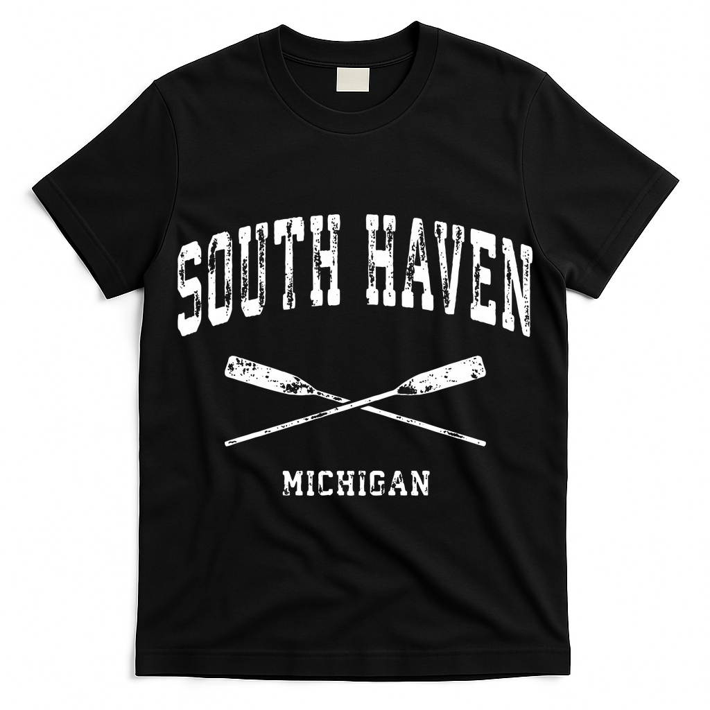 South Haven Michigan Vintage Nautical Crossed Oars T-Shirt