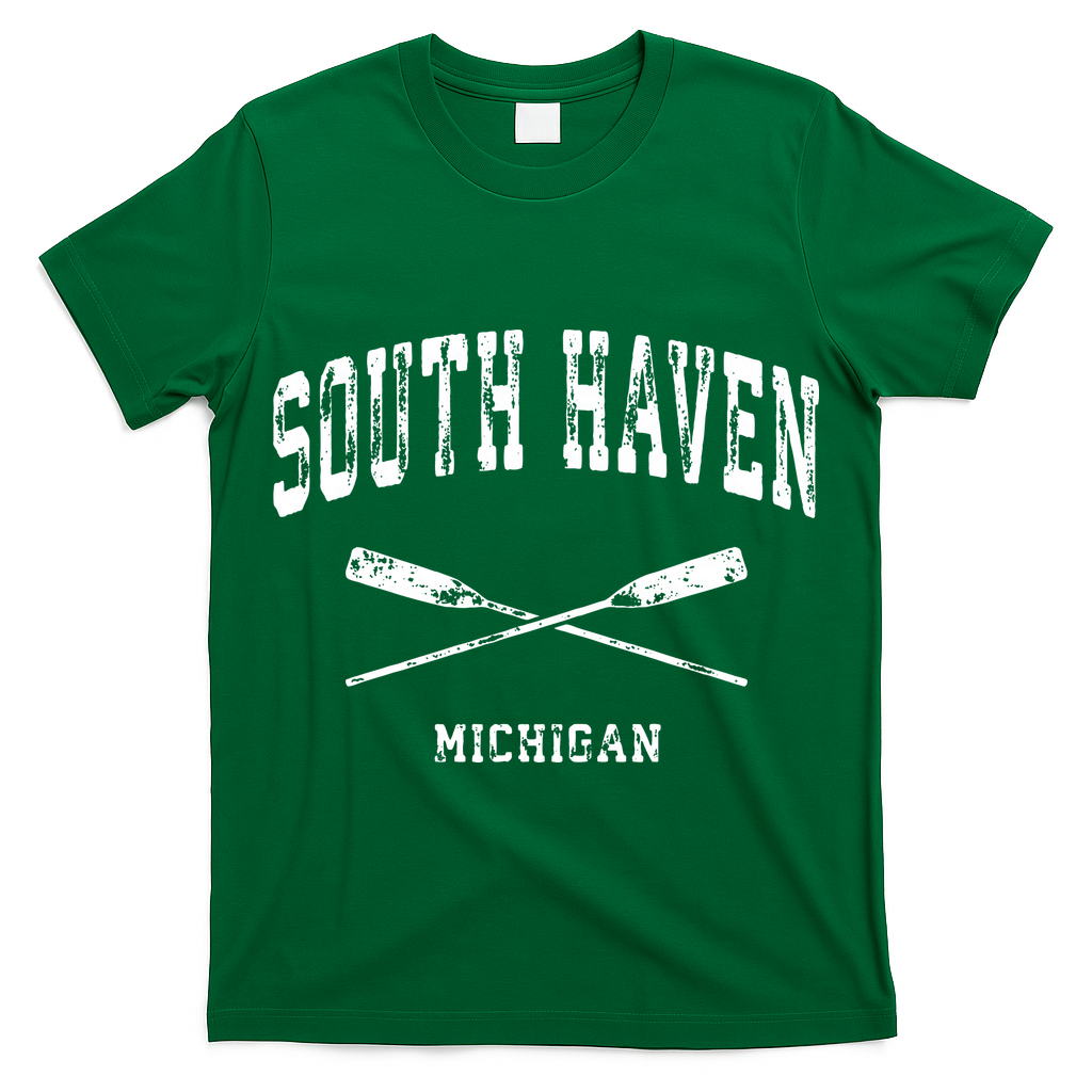 South Haven Michigan Vintage Nautical Crossed Oars T-Shirt