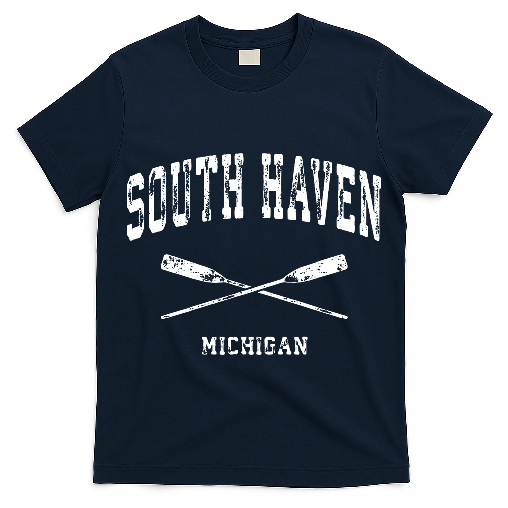 South Haven Michigan Vintage Nautical Crossed Oars T-Shirt