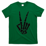 Skeleton Hand Peace Sign Bones Pocket Halloween Skeleton T-Shirt - Irish Green