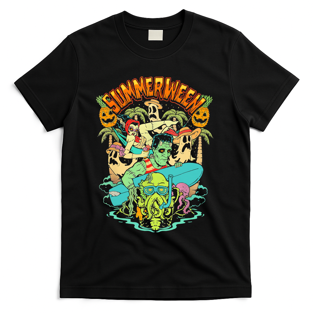Summerween Happy Summerween Summer Halloween Holiday T-Shirt - Black