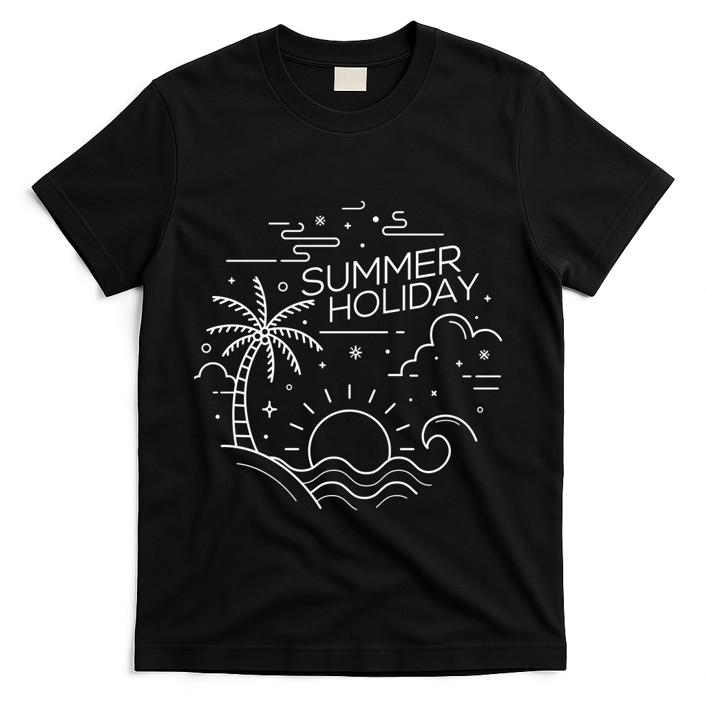 Summer Holiday Tropical Vacation T-Shirt - Black