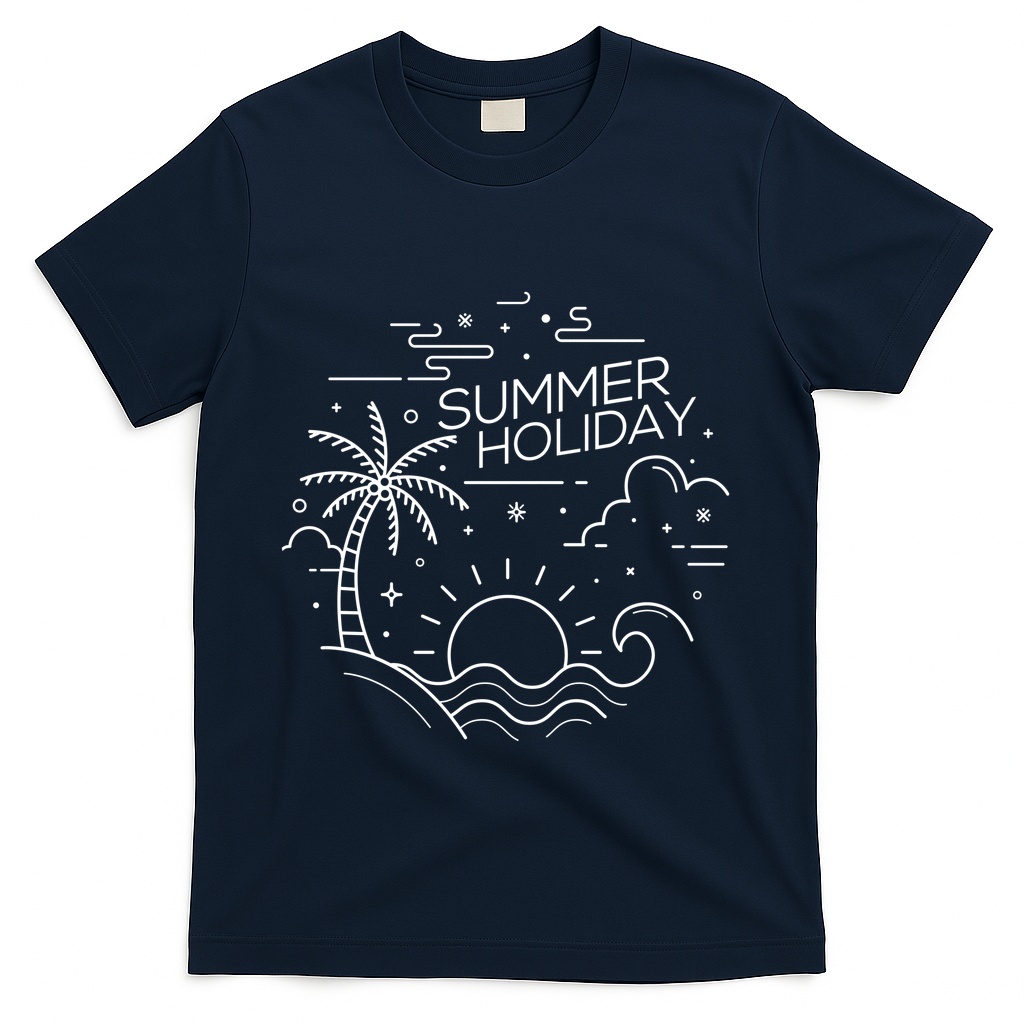Summer Holiday Tropical Vacation T-Shirt - Navy