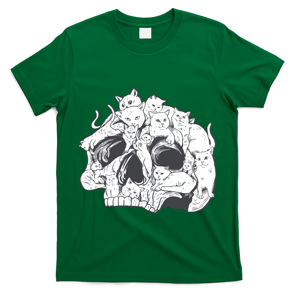 Skull Head With Cats T-Shirt