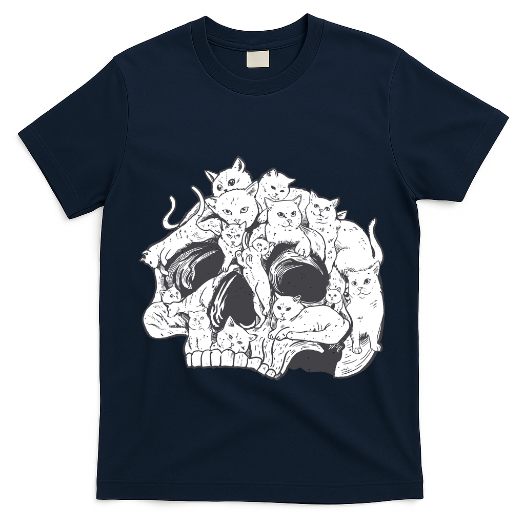 Skull Head With Cats T-Shirt