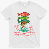 Sardines Isaiah 43:2 Scripture Faith Based Beach Fish Bible Verse T-Shirt - White