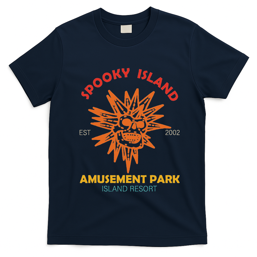 Spooky Island Est 2002 Amusement Park Island Resort T-Shirt - Navy Blue
