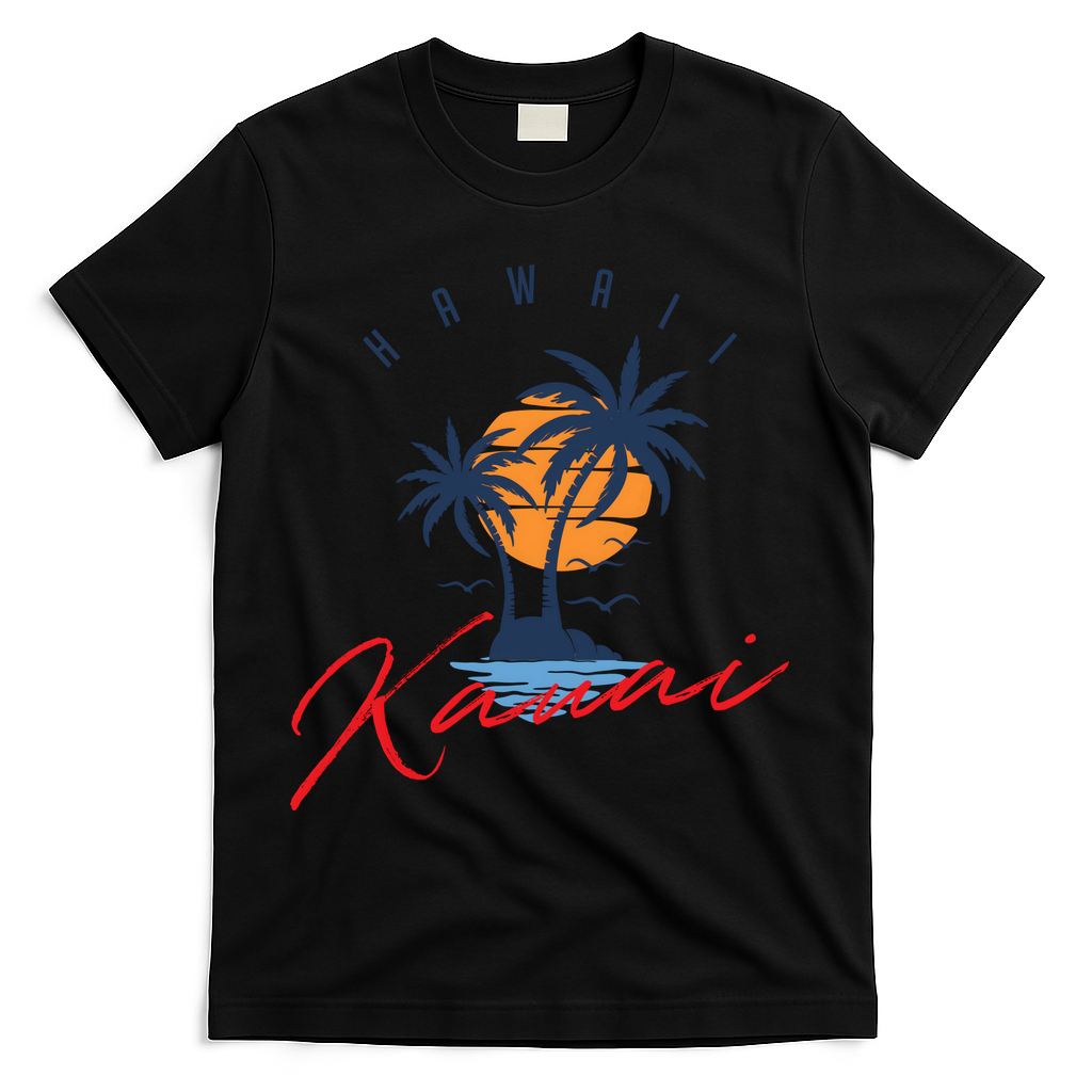 Summer In Kauai Beach Hawaii T-Shirt - Black