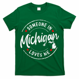 Someone In Michigan Loves Me Distressed Vintage Design T-Shirt
