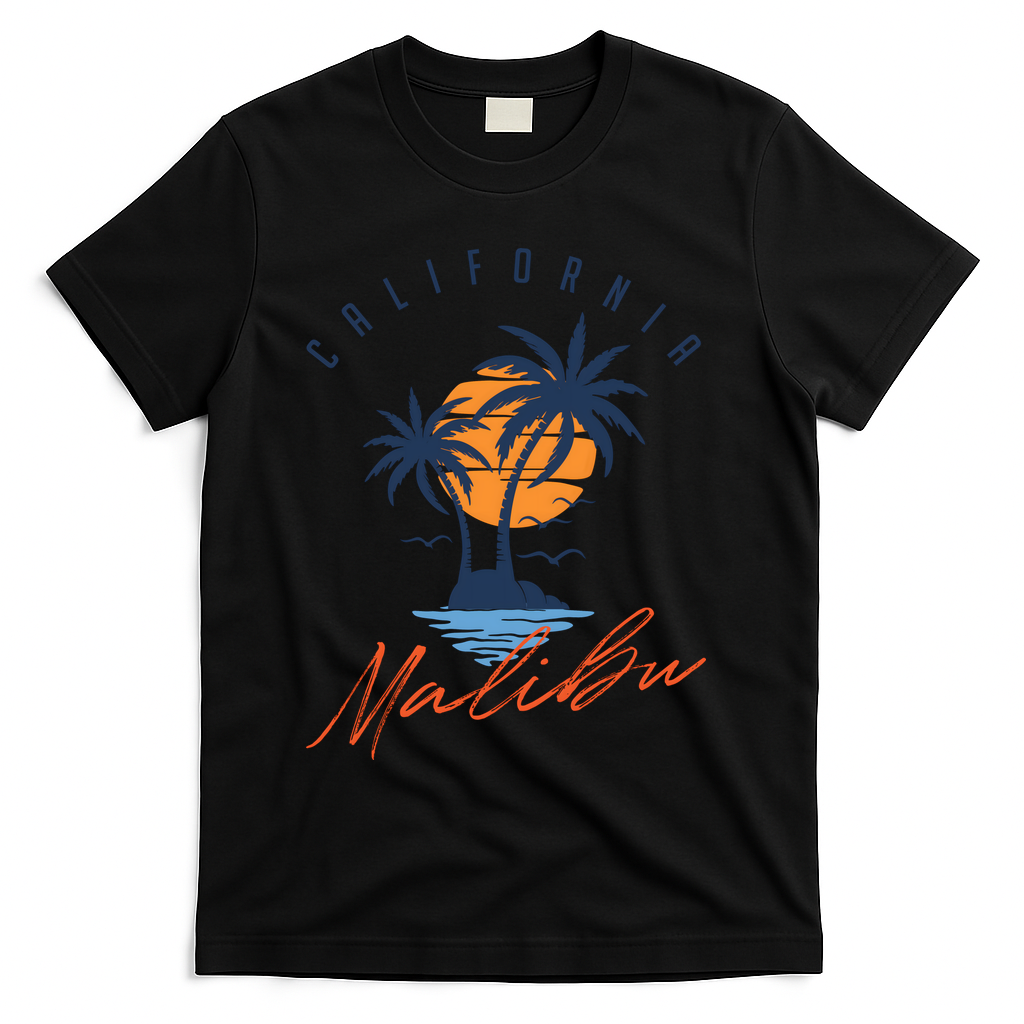 Summer In Malibu Beach T-Shirt - Black