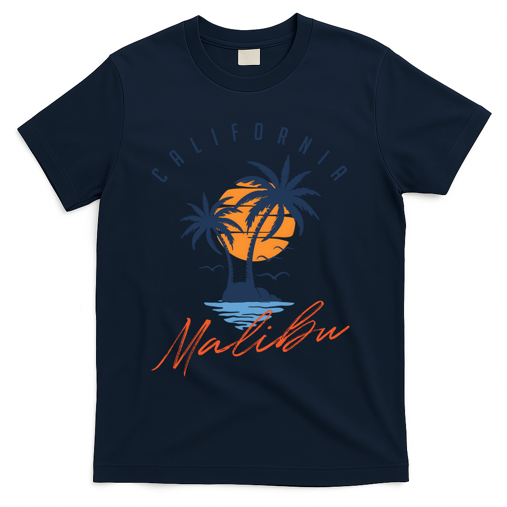 Summer In Malibu Beach T-Shirt - Navy