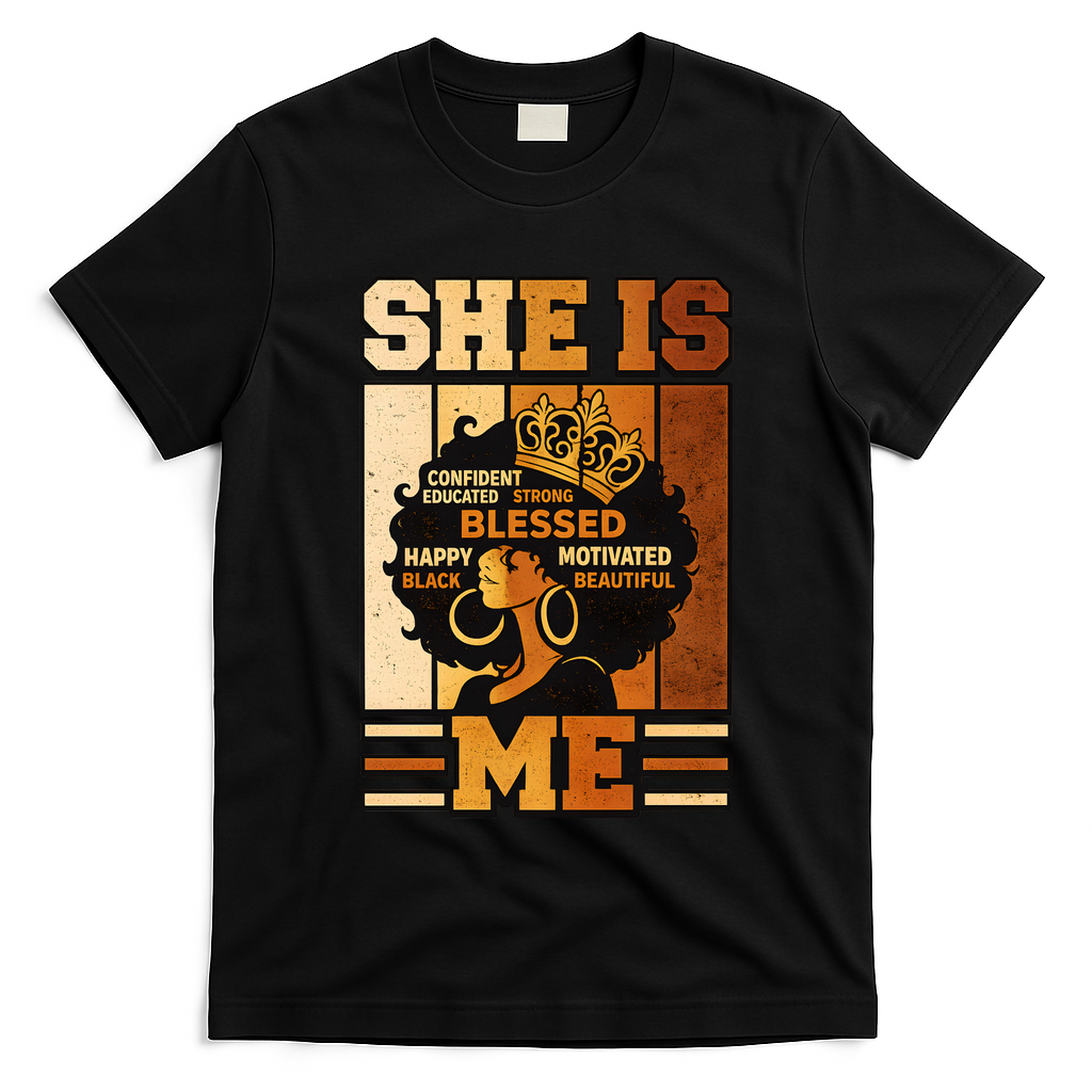 She Is Me Beautiful Blessed Melanin Queen Black History T-Shirt